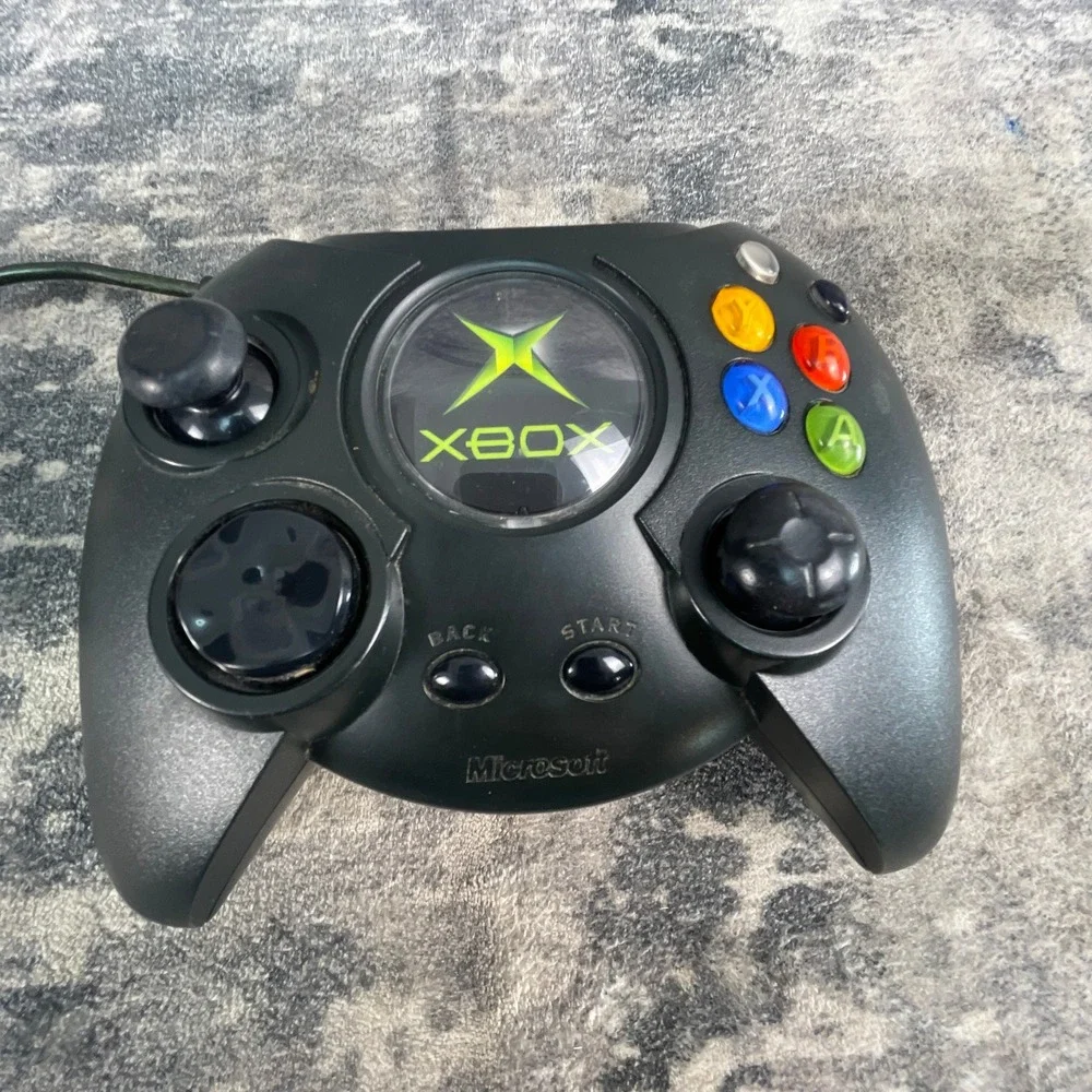 Original Microsoft Xbox Controller The Duke Black Big Button Gamepad Tested